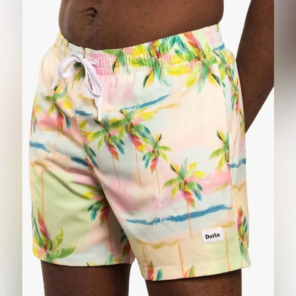 Duvin Pastel Palmy Swim Shorts size L NWOT - Picture 5 of 8